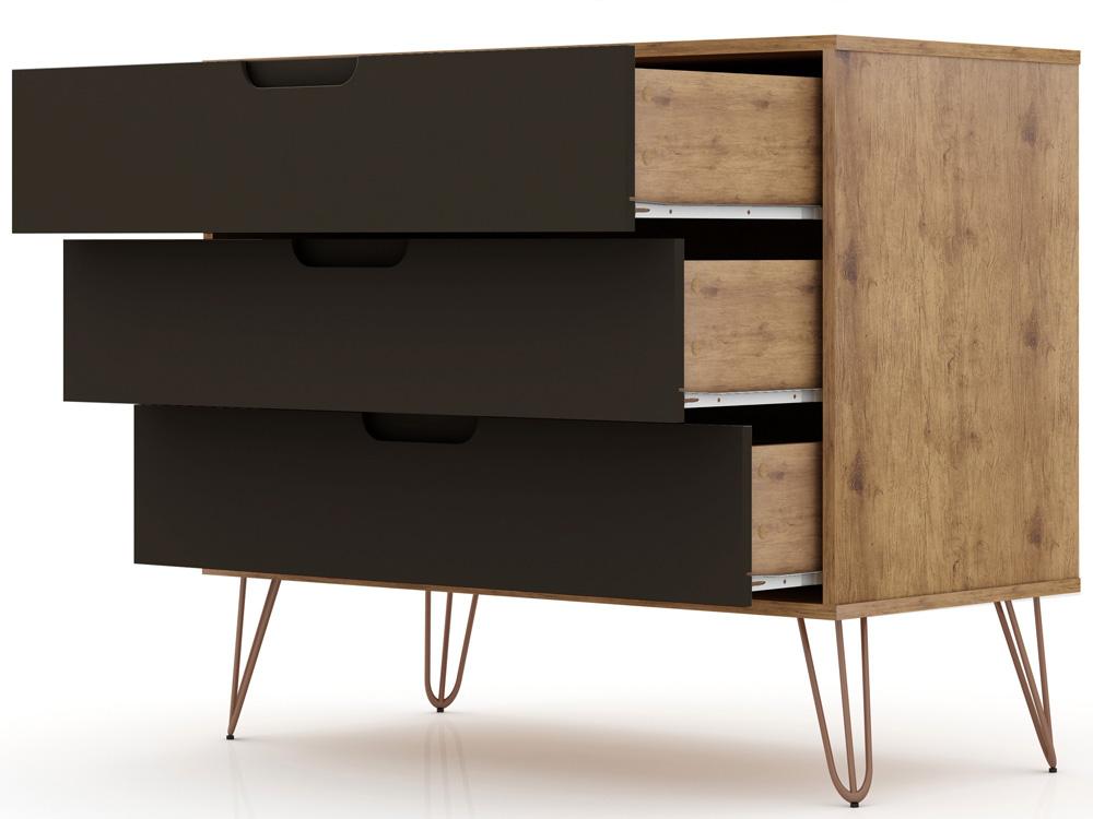 Manhattan Comfort - Rockefeller Dresser with 6 Drawers in Nature and Textured Grey - Set of 2 - 2-103GMC7 veiw 3