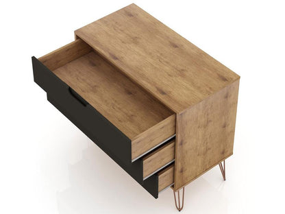 Manhattan Comfort - Rockefeller Dresser with 6 Drawers in Nature and Textured Grey - Set of 2 - 2-103GMC7 veiw 4