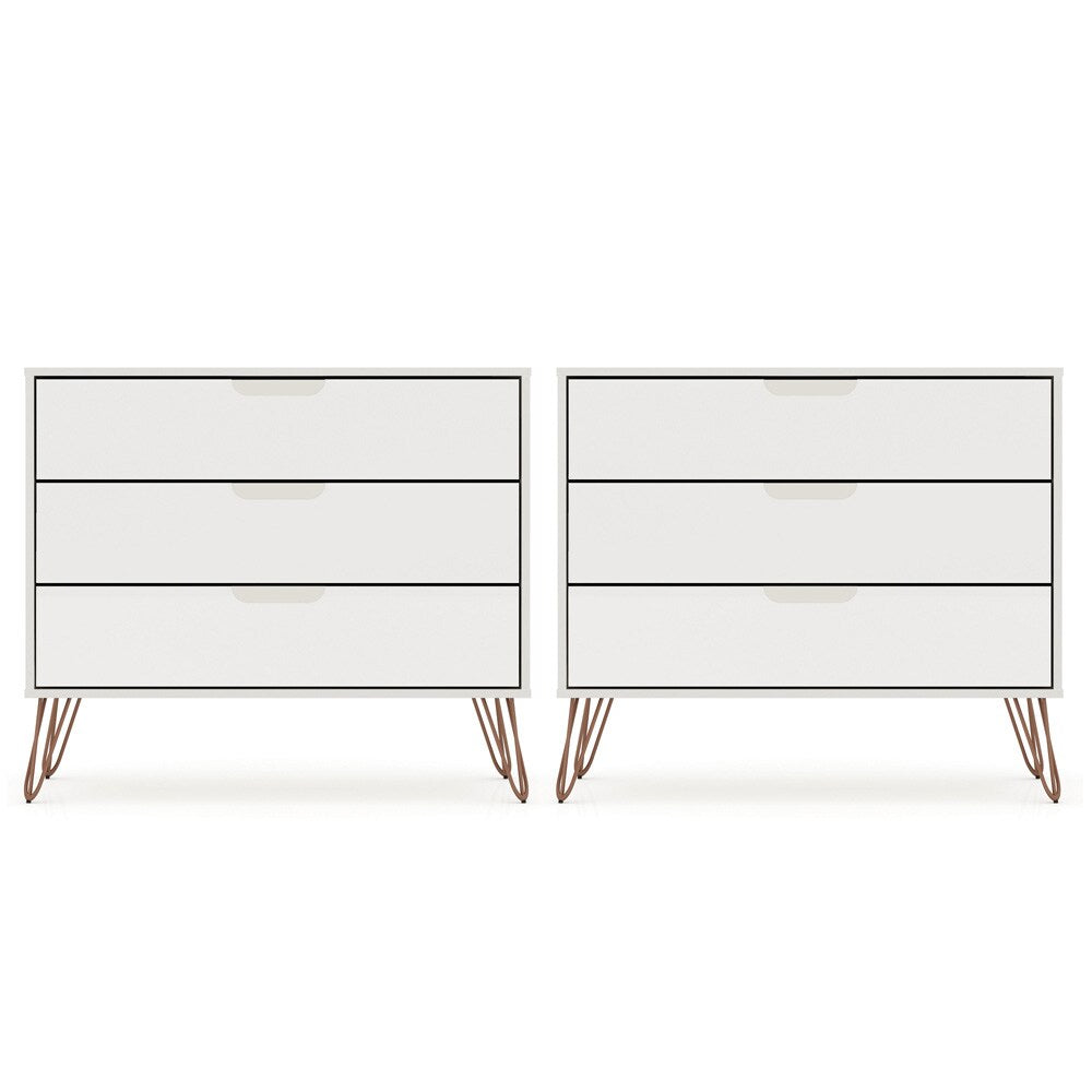 Manhattan Comfort - Rockefeller Dresser with 6 Drawers in Off White - Set of 2 - 2-103GMC8 veiw 1