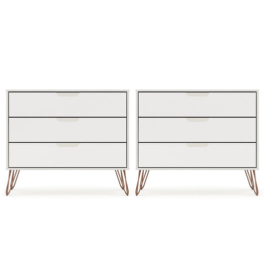 Manhattan Comfort - Rockefeller Dresser with 6 Drawers in Off White - Set of 2 - 2-103GMC8 veiw 1