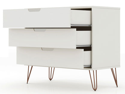Manhattan Comfort - Rockefeller Dresser with 6 Drawers in Off White and Nature - Set of 2 - 2-103GMC3 veiw 3