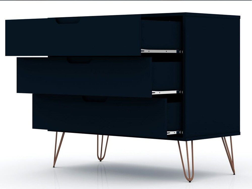 Manhattan Comfort - Rockefeller Dresser with 6 Drawers in Tatiana Midnight Blue - Set of 2 - 2-103GMC4 veiw 3
