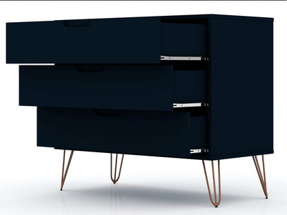 Manhattan Comfort - Rockefeller Dresser with 6 Drawers in Tatiana Midnight Blue - Set of 2 - 2-103GMC4 veiw 3