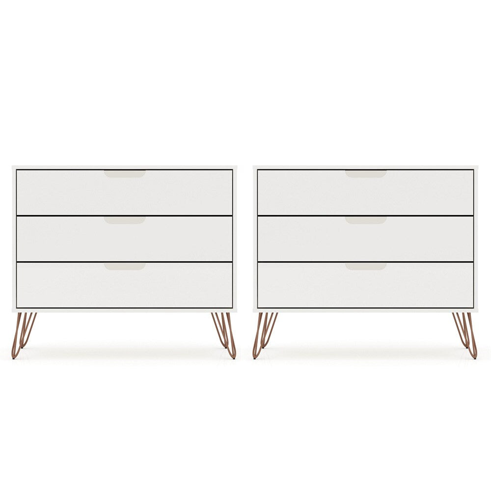 Manhattan Comfort - Rockefeller Dresser with 6 Drawers in White - Set of 2 - 2-103GMC1 veiw 1