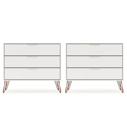 Manhattan Comfort - Rockefeller Dresser with 6 Drawers in White - Set of 2 - 2-103GMC1 veiw 1