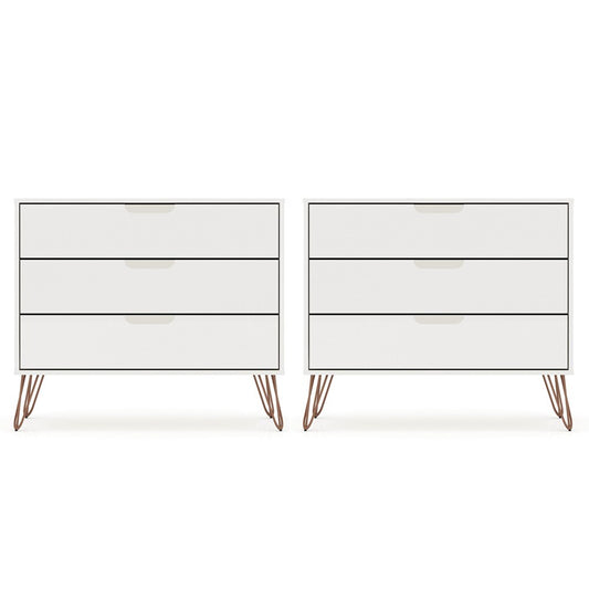 Manhattan Comfort - Rockefeller Dresser with 6 Drawers in White - Set of 2 - 2-103GMC1 veiw 1