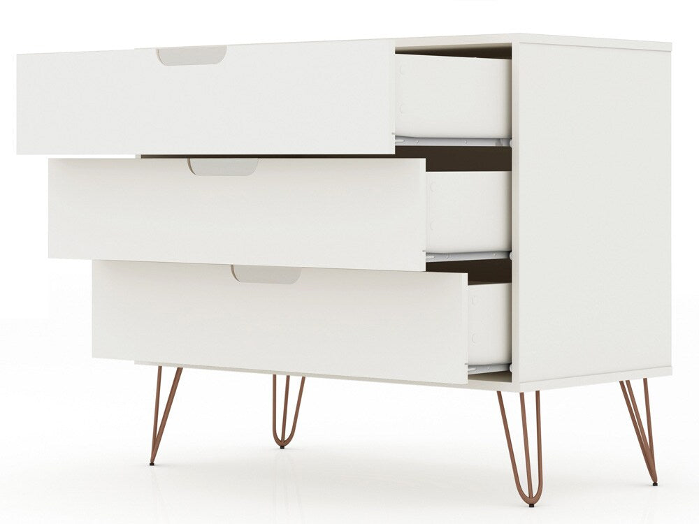 Manhattan Comfort - Rockefeller Dresser with 6 Drawers in White - Set of 2 - 2-103GMC1 veiw 3