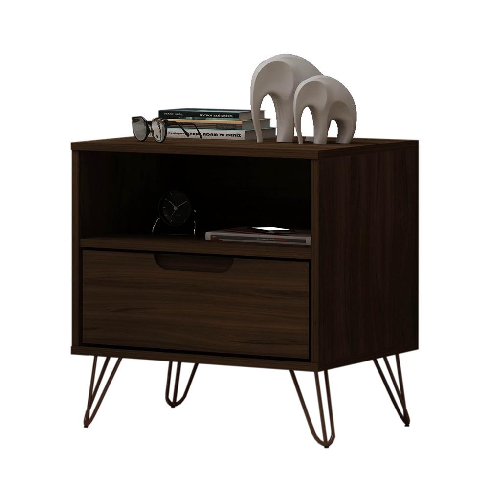 Manhattan Comfort - Rockefeller Nightstand with 1 Drawers in Brown - 101GMC5 veiw 7
