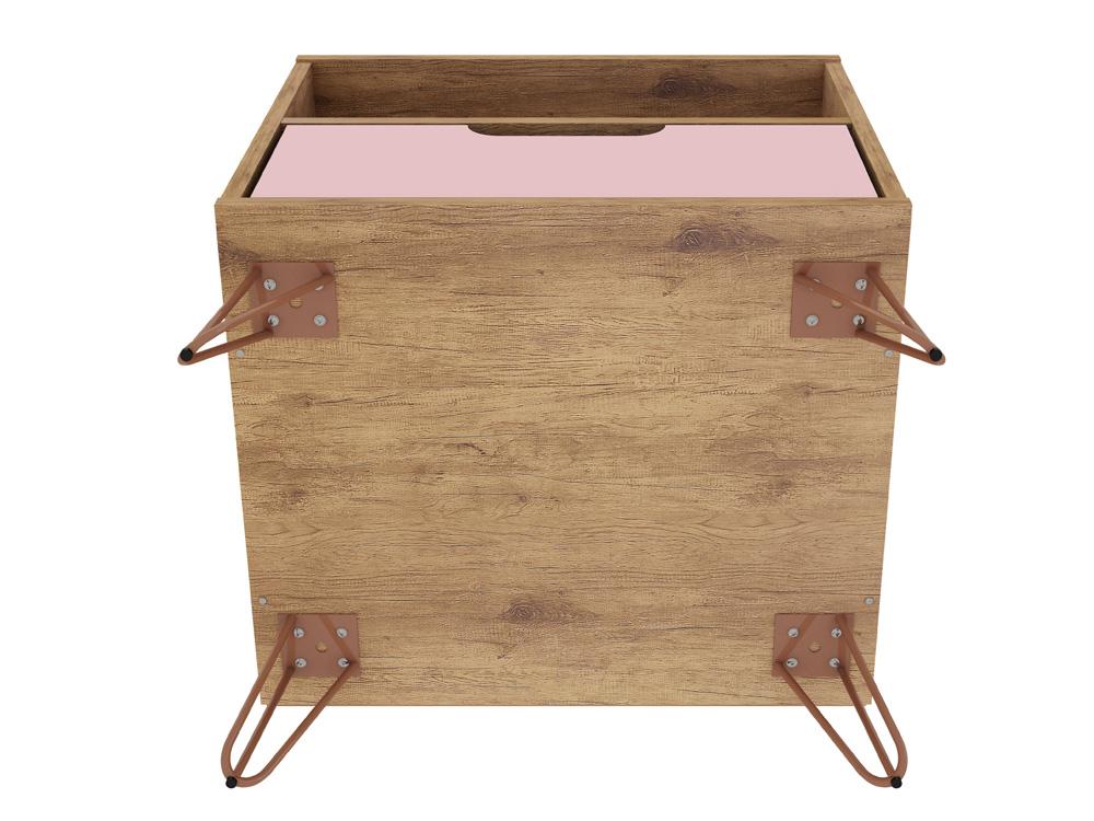 Manhattan Comfort - Rockefeller Nightstand with 1 Drawers in Nature and Rose Pink - 101GMC6 veiw 5