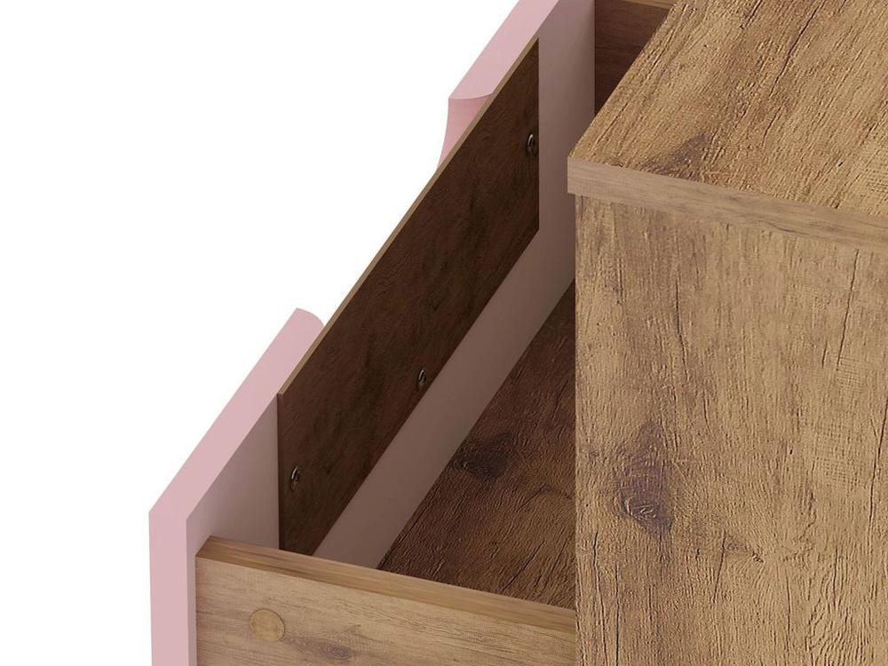 Manhattan Comfort - Rockefeller Nightstand with 1 Drawers in Nature and Rose Pink - 101GMC6 veiw 6