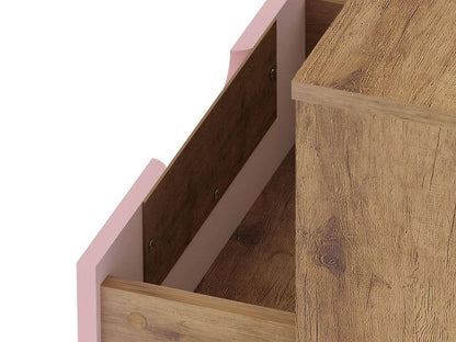 Manhattan Comfort - Rockefeller Nightstand with 1 Drawers in Nature and Rose Pink - 101GMC6 veiw 6