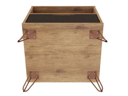 Manhattan Comfort - Rockefeller Nightstand with 1 Drawers in Nature and Textured Grey - 101GMC7 veiw 6