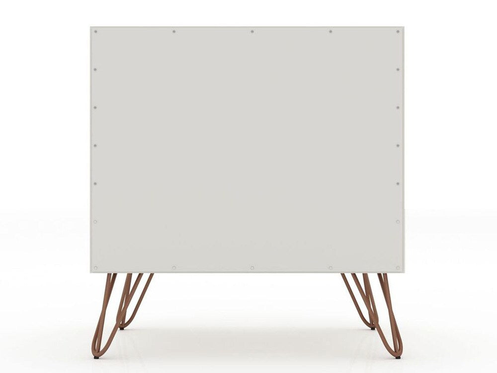 Manhattan Comfort - Rockefeller Nightstand with 1 Drawers in Off White and Nature - 101GMC3 veiw 4