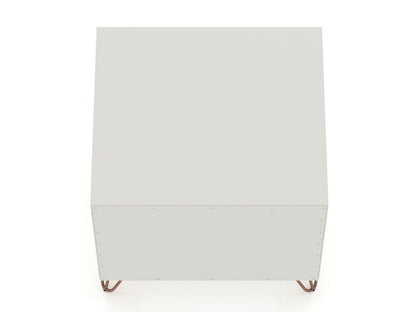 Manhattan Comfort - Rockefeller Nightstand with 1 Drawers in Off White and Nature - 101GMC3 veiw 5