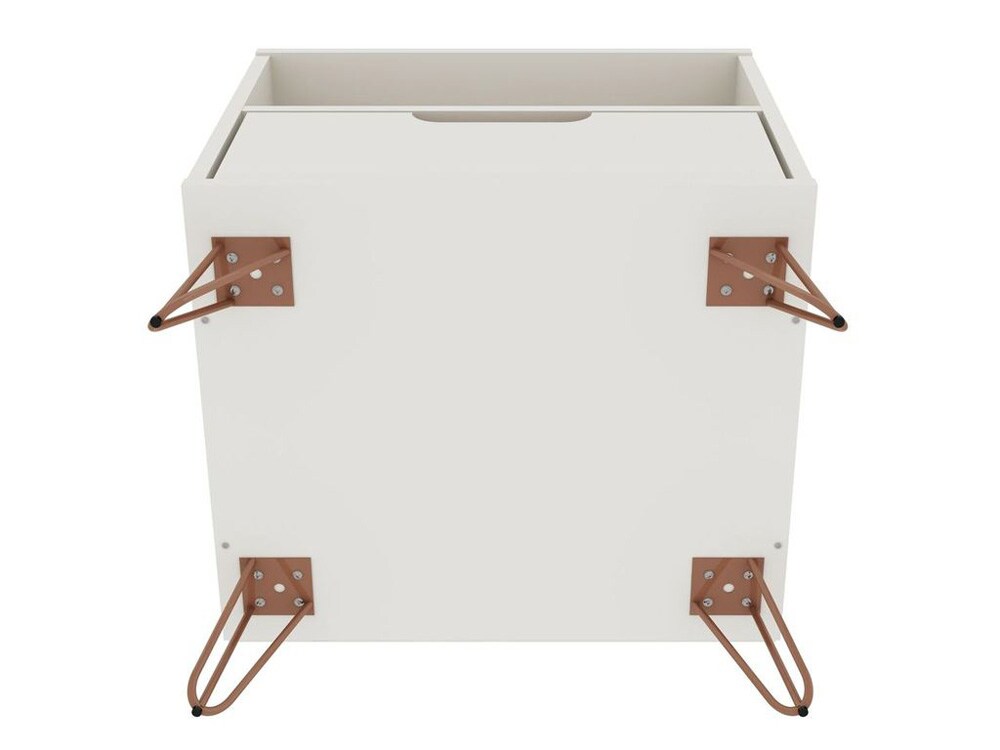 Manhattan Comfort - Rockefeller Nightstand with 1 Drawers in Off White and Nature - 101GMC3 veiw 6