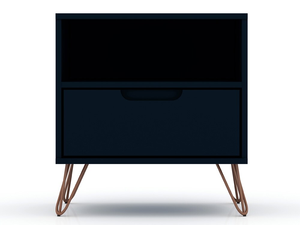 Manhattan Comfort - Rockefeller Nightstand with 1 Drawers in Tatiana Midnight Blue - 101GMC4 veiw 1