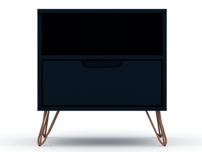 Manhattan Comfort - Rockefeller Nightstand with 1 Drawers in Tatiana Midnight Blue - 101GMC4 veiw 1