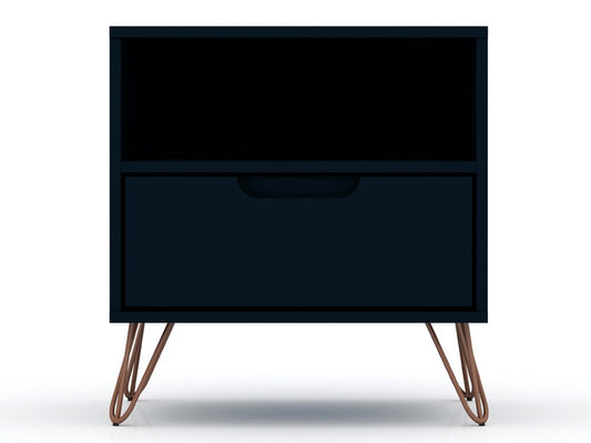Manhattan Comfort - Rockefeller Nightstand with 1 Drawers in Tatiana Midnight Blue - 101GMC4 veiw 1