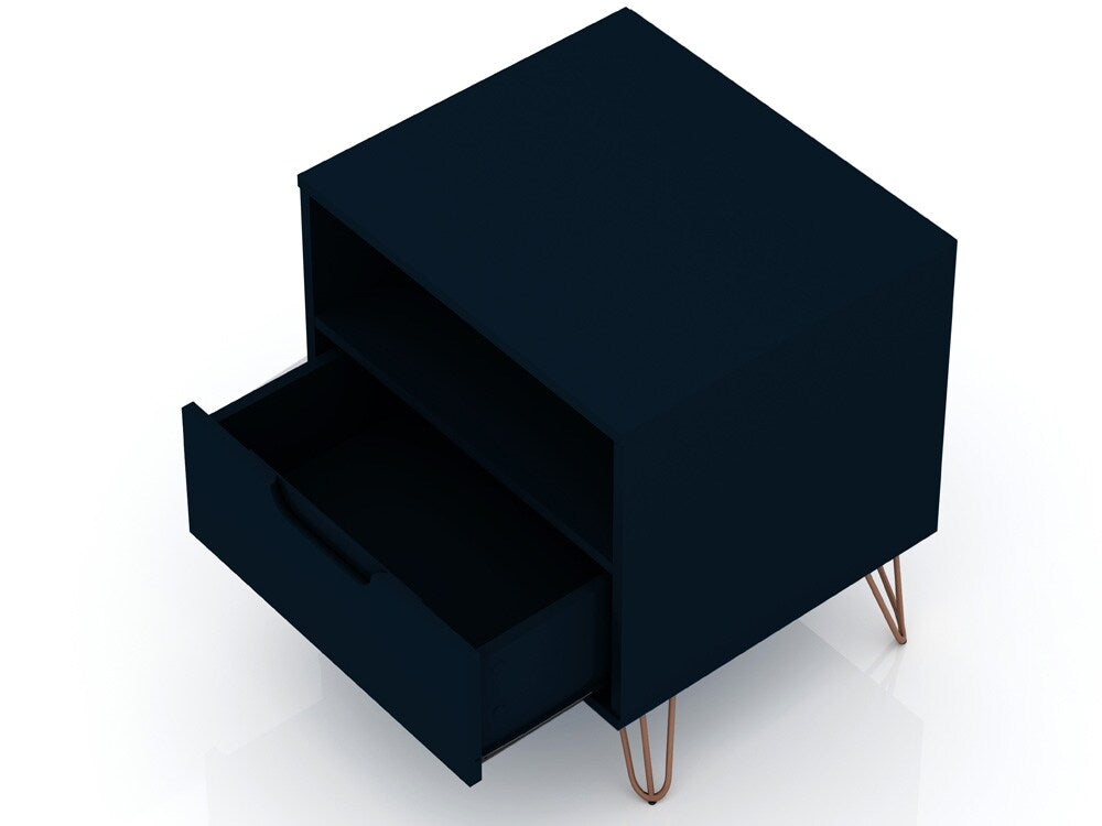 Manhattan Comfort - Rockefeller Nightstand with 1 Drawers in Tatiana Midnight Blue - 101GMC4 veiw 4