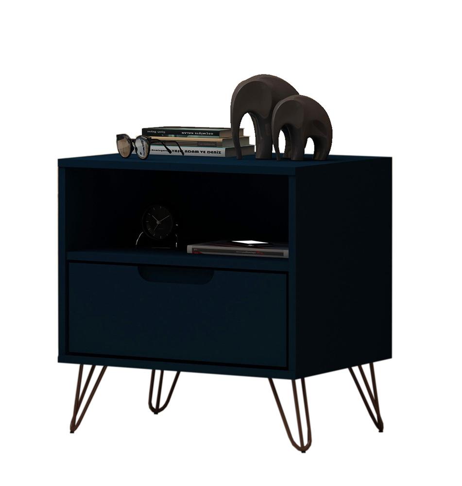 Manhattan Comfort - Rockefeller Nightstand with 1 Drawers in Tatiana Midnight Blue - 101GMC4 veiw 6
