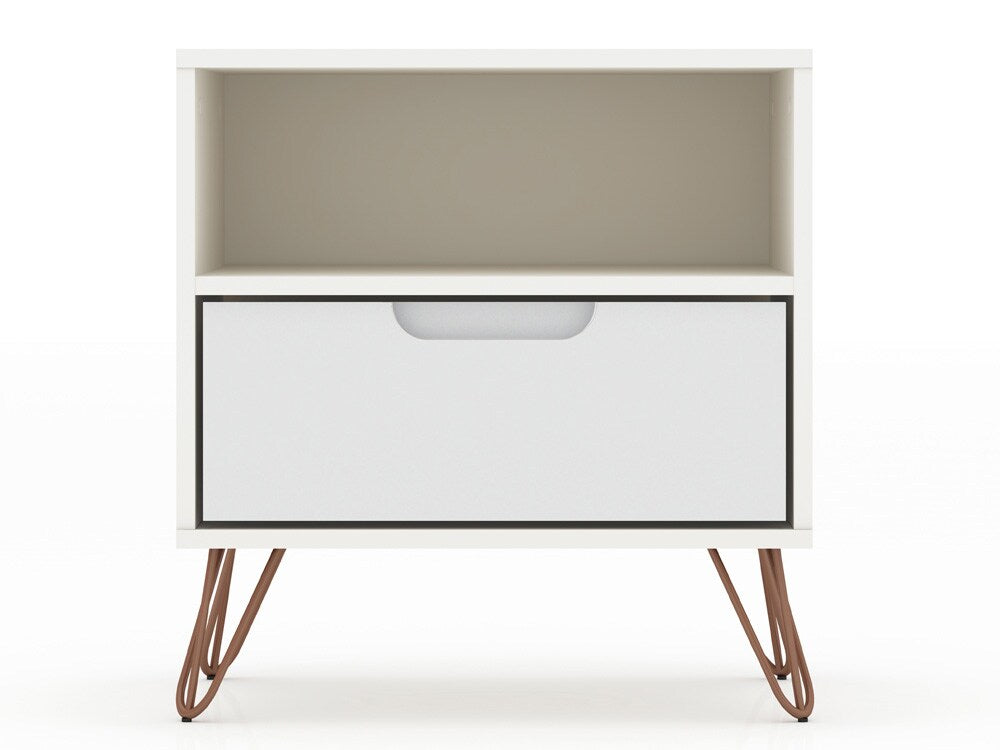 Manhattan Comfort - Rockefeller Nightstand with 1 Drawers in White - 101GMC1 veiw 1