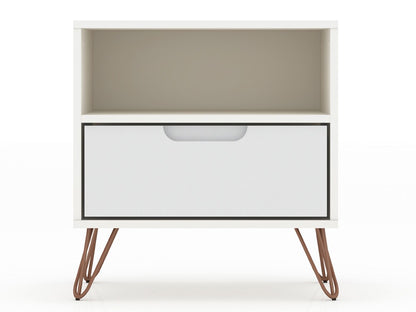 Manhattan Comfort - Rockefeller Nightstand with 1 Drawers in White - 101GMC1 veiw 1