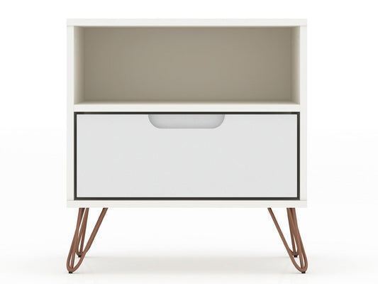 Manhattan Comfort - Rockefeller Nightstand with 1 Drawers in White - 101GMC1 veiw 1