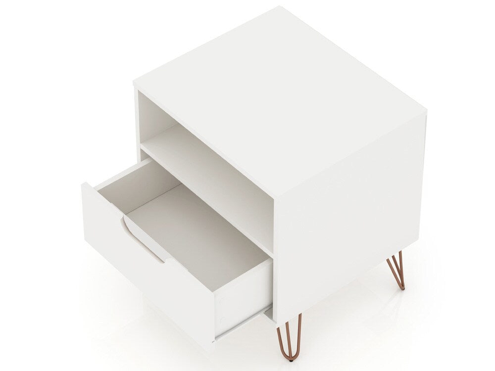Manhattan Comfort - Rockefeller Nightstand with 1 Drawers in White - 101GMC1 veiw 4