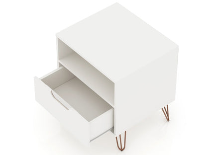 Manhattan Comfort - Rockefeller Nightstand with 1 Drawers in White - 101GMC1 veiw 4