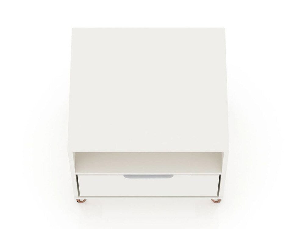 Manhattan Comfort - Rockefeller Nightstand with 1 Drawers in White - 101GMC1 veiw 5