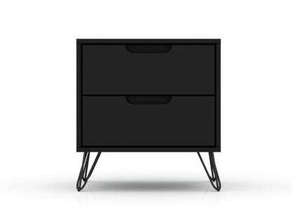 Manhattan Comfort - Rockefeller Nightstand with 2 Drawers in Black - 102GMC2 veiw 1
