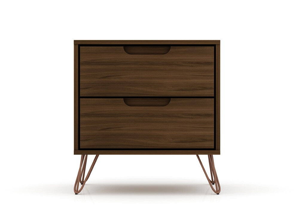 Manhattan Comfort - Rockefeller Nightstand with 2 Drawers in Brown - 102GMC5 veiw 1