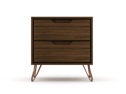 Manhattan Comfort - Rockefeller Nightstand with 2 Drawers in Brown - 102GMC5 veiw 1