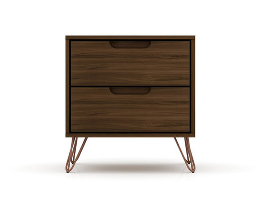 Manhattan Comfort - Rockefeller Nightstand with 2 Drawers in Brown - 102GMC5 veiw 1