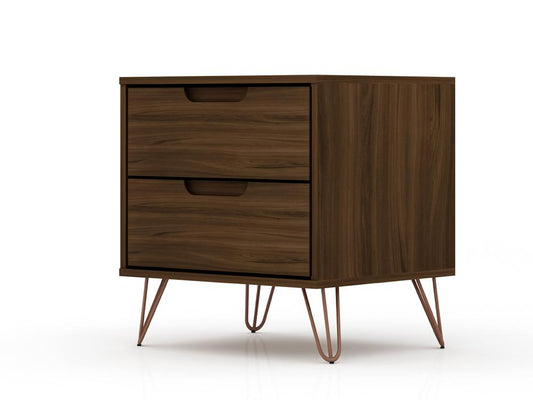 Manhattan Comfort - Rockefeller Nightstand with 2 Drawers in Brown - 102GMC5 veiw 2
