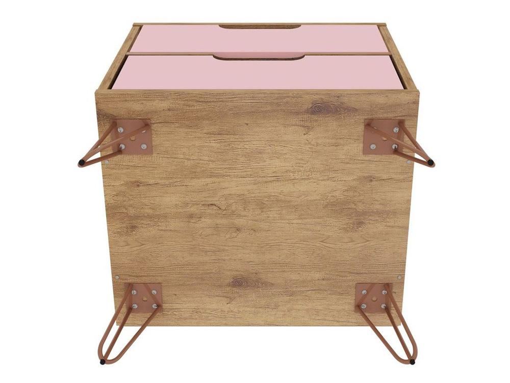 Manhattan Comfort - Rockefeller Nightstand with 2 Drawers in Nature and Rose Pink - 102GMC6 veiw 6
