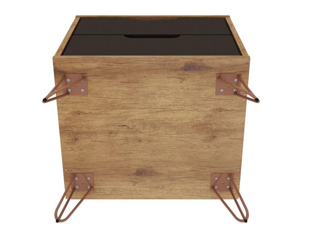 Manhattan Comfort - Rockefeller Nightstand with 2 Drawers in Nature and Textured Grey - 102GMC7 veiw 5