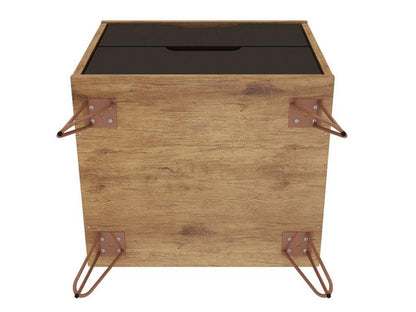 Manhattan Comfort - Rockefeller Nightstand with 2 Drawers in Nature and Textured Grey - 102GMC7 veiw 5