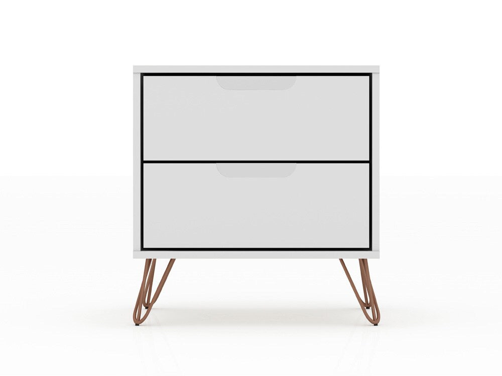Manhattan Comfort - Rockefeller Nightstand with 2 Drawers in White - 102GMC1 veiw 1