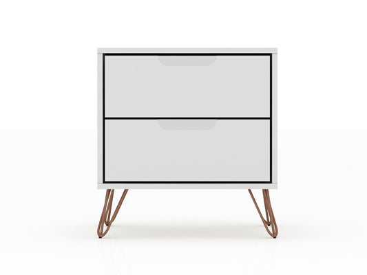 Manhattan Comfort - Rockefeller Nightstand with 2 Drawers in White - 102GMC1 veiw 1