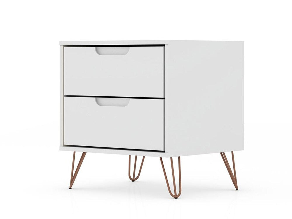 Manhattan Comfort - Rockefeller Nightstand with 2 Drawers in White - 102GMC1 veiw 2