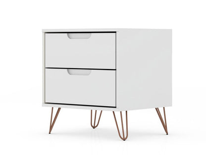 Manhattan Comfort - Rockefeller Nightstand with 2 Drawers in White - 102GMC1 veiw 2