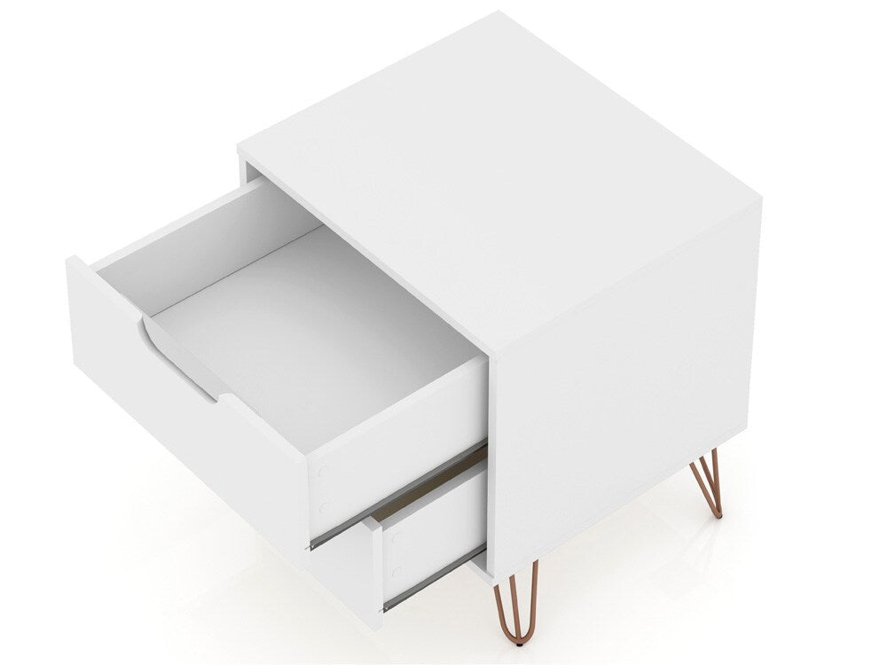 Manhattan Comfort - Rockefeller Nightstand with 2 Drawers in White - 102GMC1 veiw 4