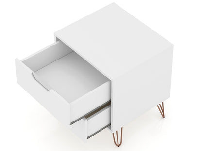Manhattan Comfort - Rockefeller Nightstand with 2 Drawers in White - 102GMC1 veiw 4