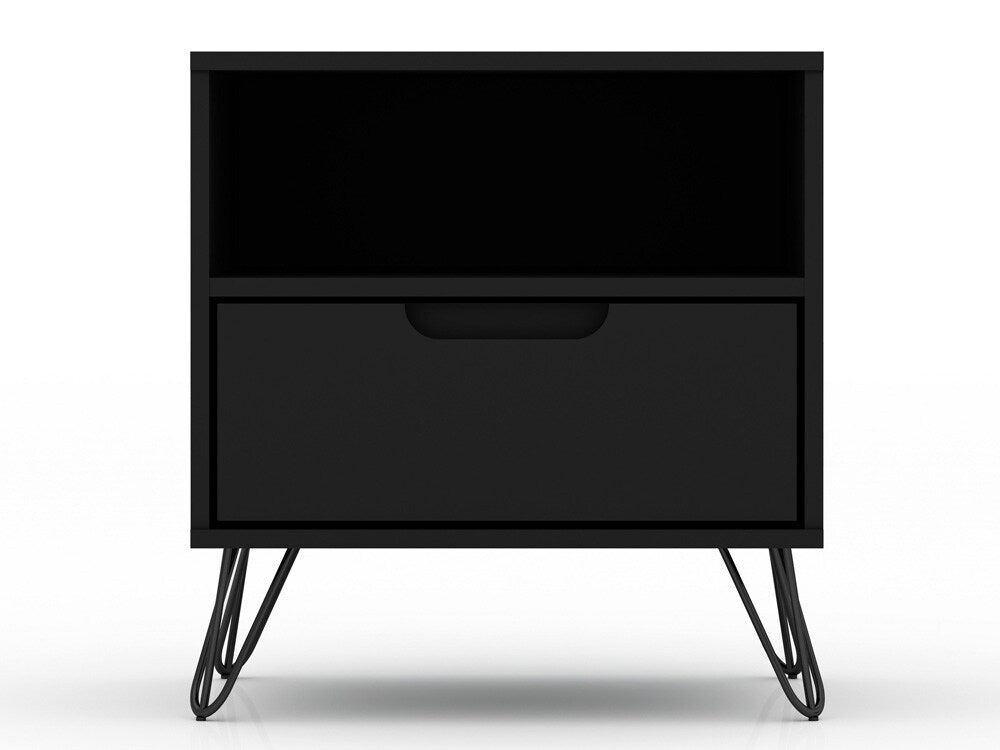 Manhattan Comfort - Rockefeller Nightstand with 2 Drawers in Black - Set of 2 - 2-101GMC2 veiw 2