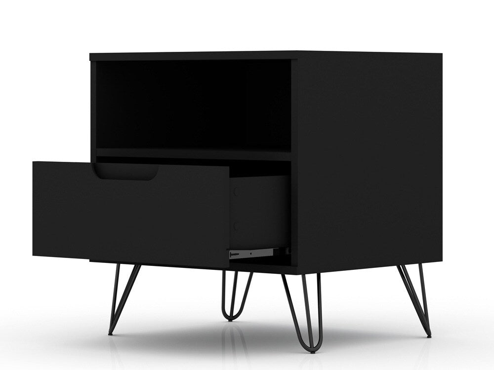 Manhattan Comfort - Rockefeller Nightstand with 2 Drawers in Black - Set of 2 - 2-101GMC2 veiw 3