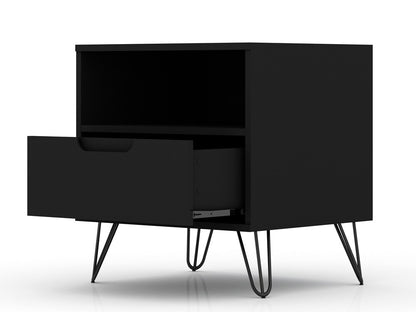 Manhattan Comfort - Rockefeller Nightstand with 2 Drawers in Black - Set of 2 - 2-101GMC2 veiw 3
