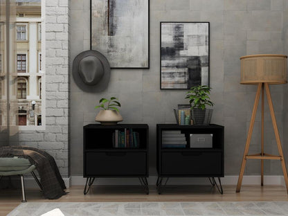 Manhattan Comfort - Rockefeller Nightstand with 2 Drawers in Black - Set of 2 - 2-101GMC2 veiw 9