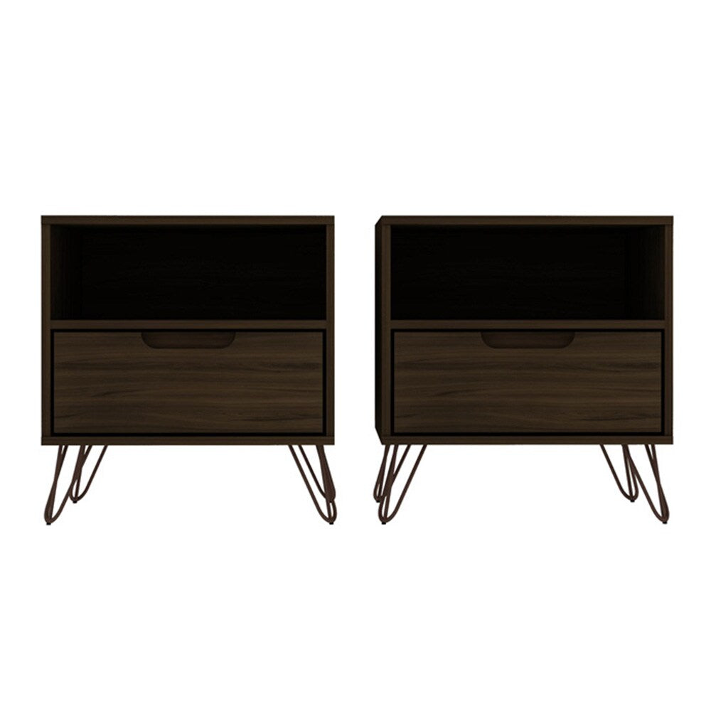 Manhattan Comfort - Rockefeller Nightstand with 2 Drawers in Brown - Set of 2 - 2-101GMC5 veiw 1