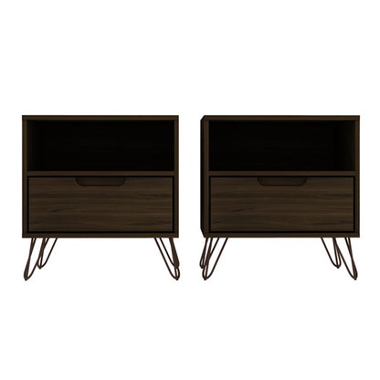 Manhattan Comfort - Rockefeller Nightstand with 2 Drawers in Brown - Set of 2 - 2-101GMC5 veiw 1